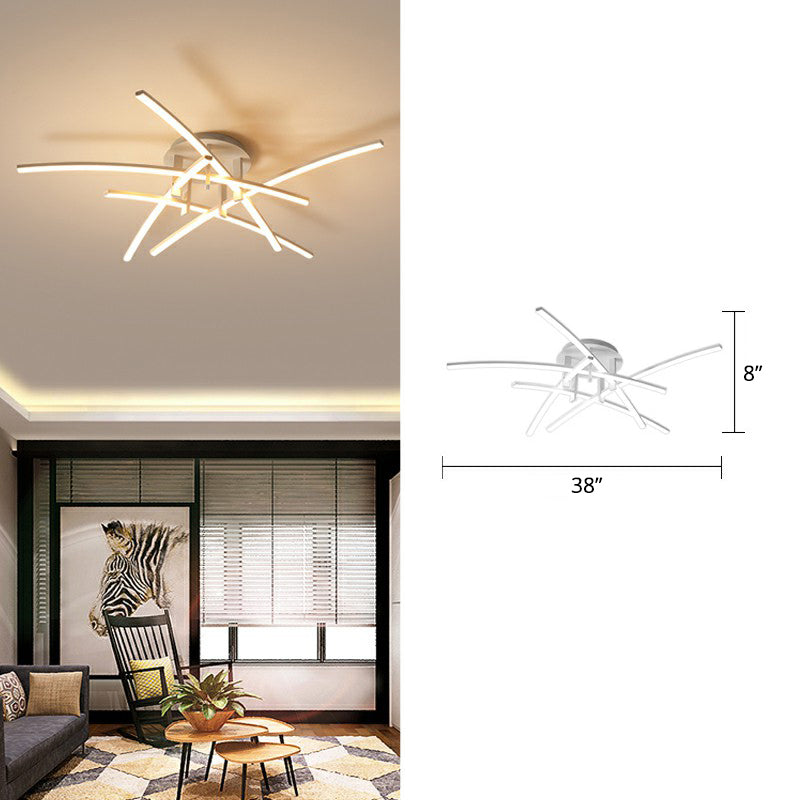 Crossed Rod Flush Mount Ceiling Light Simple Metal Bedroom LED Flush Light Fixture