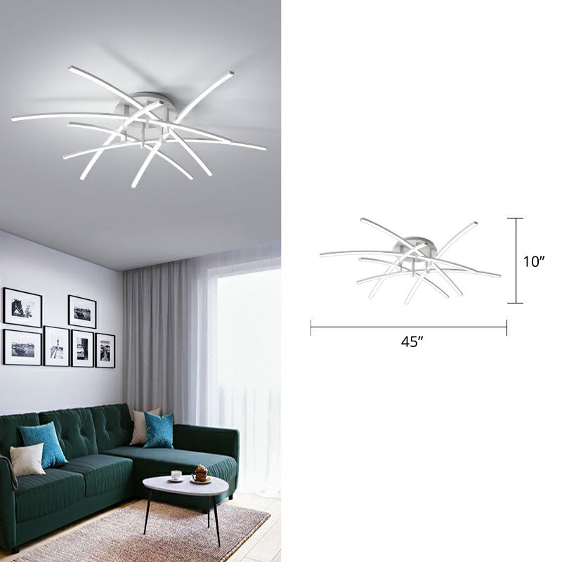 Crossed Rod Flush Mount Ceiling Light Simple Metal Bedroom LED Flush Light Fixture