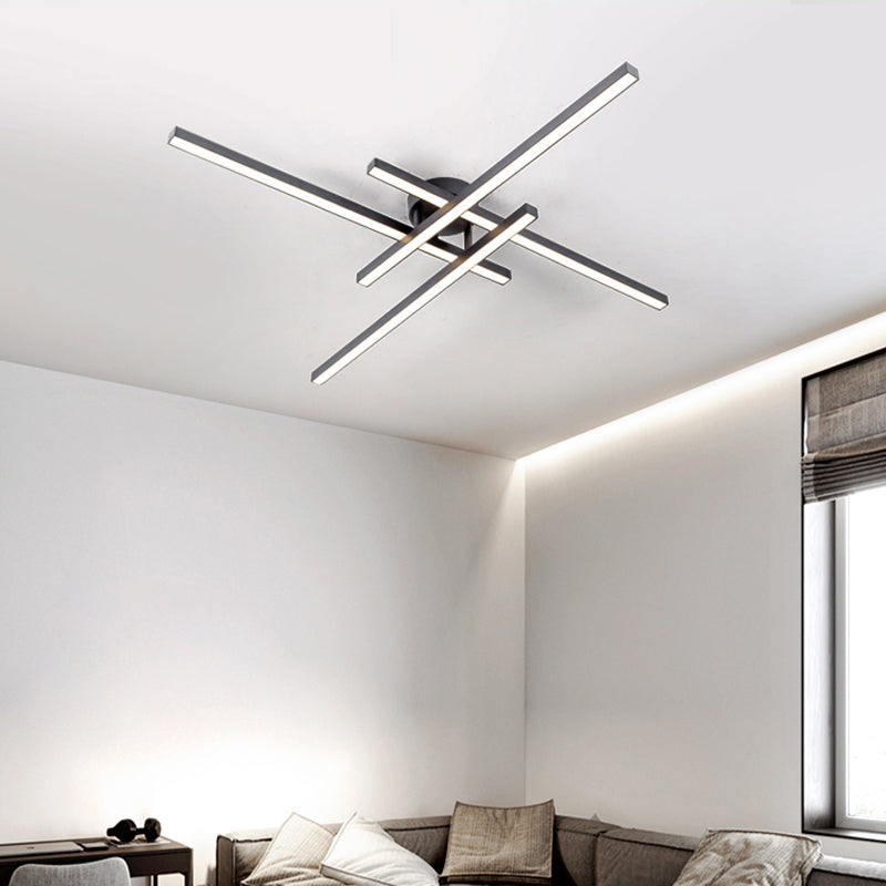 Aluminum Line Art Semi Mount Lighting Minimalist Metal LED Ceiling Flush Light for Bedroom