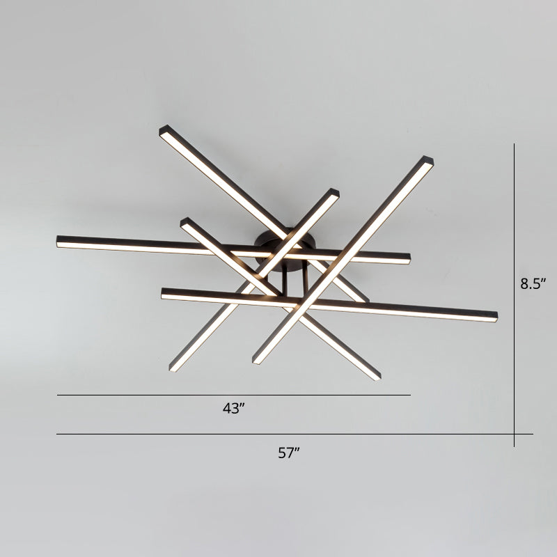 Aluminum Line Art Semi Mount Lighting Minimalist Metal LED Ceiling Flush Light for Bedroom