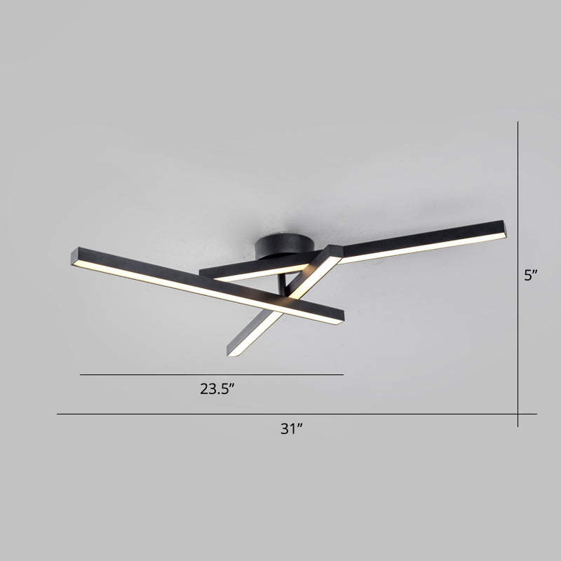 Aluminum Line Art Semi Mount Lighting Minimalist Metal LED Ceiling Flush Light for Bedroom