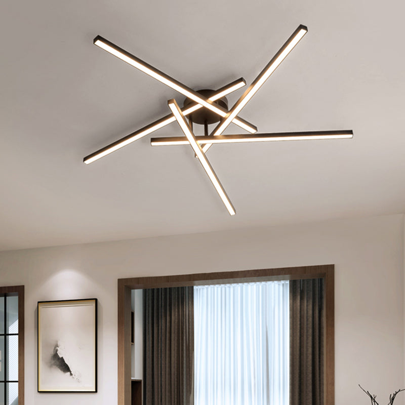 Aluminum Line Art Semi Mount Lighting Minimalist Metal LED Ceiling Flush Light for Bedroom