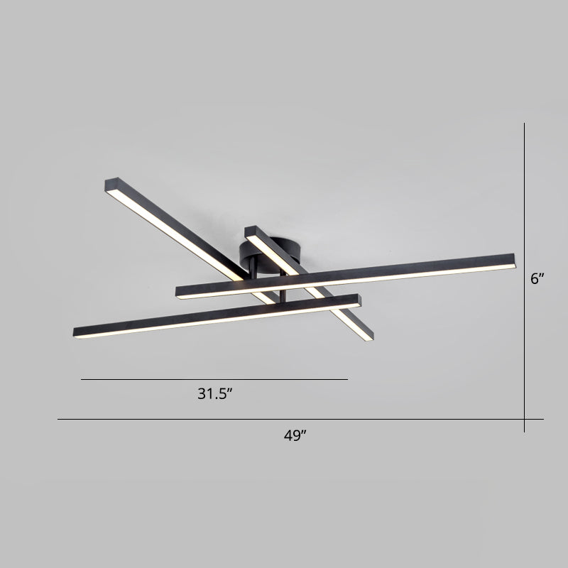 Aluminum Line Art Semi Mount Lighting Minimalist Metal LED Ceiling Flush Light for Bedroom