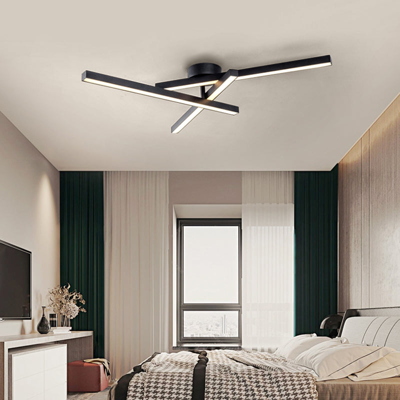 Aluminum Line Art Semi Mount Lighting Minimalist Metal LED Ceiling Flush Light for Bedroom