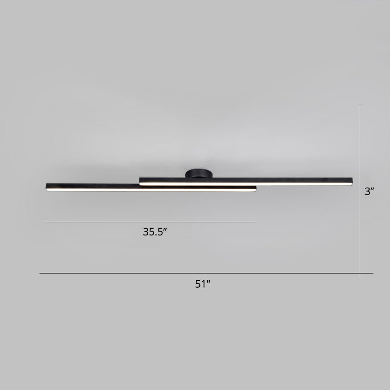 Aluminum Line Art Semi Mount Lighting Minimalist Metal LED Ceiling Flush Light for Bedroom