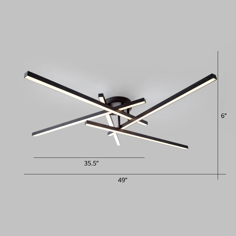 Aluminum Line Art Semi Mount Lighting Minimalist Metal LED Ceiling Flush Light for Bedroom