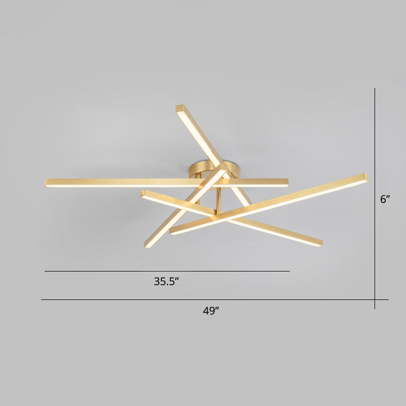 Aluminum Line Art Semi Mount Lighting Minimalist Metal LED Ceiling Flush Light for Bedroom