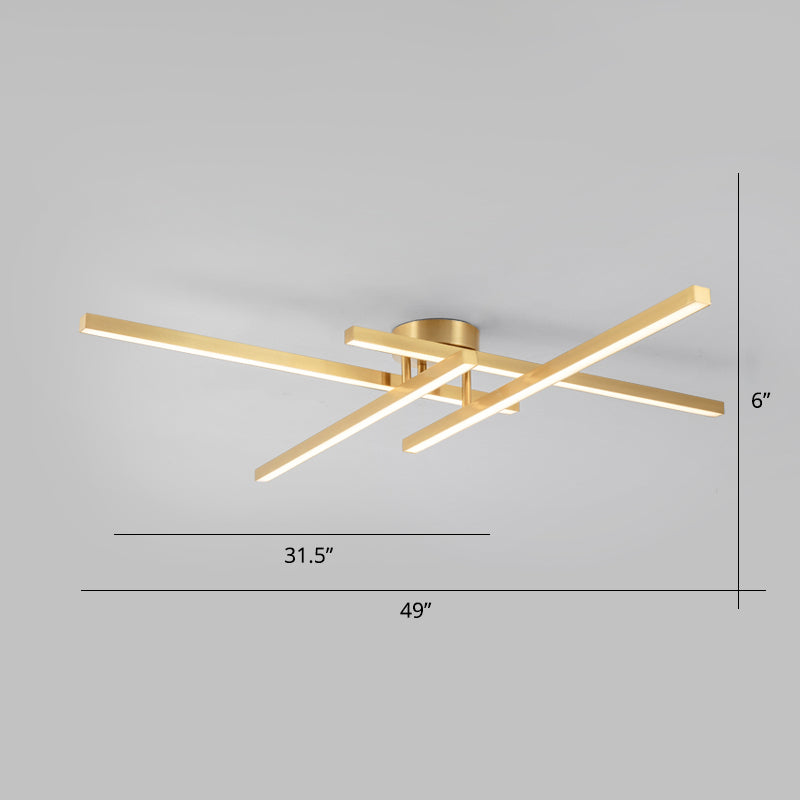 Aluminum Line Art Semi Mount Lighting Minimalist Metal LED Ceiling Flush Light for Bedroom