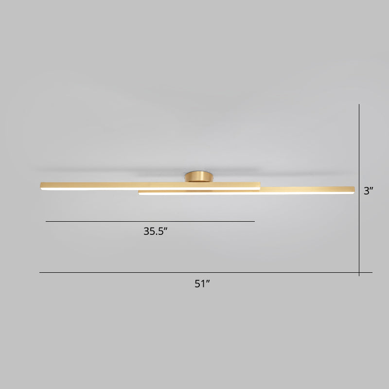 Aluminum Line Art Semi Mount Lighting Minimalist Metal LED Ceiling Flush Light for Bedroom
