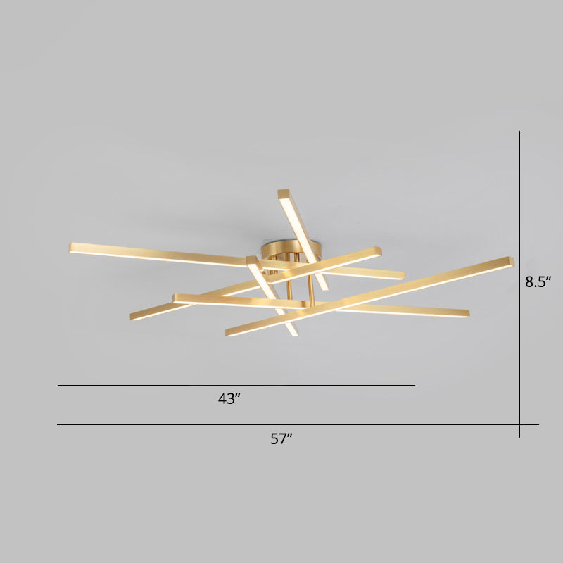 Aluminum Line Art Semi Mount Lighting Minimalist Metal LED Ceiling Flush Light for Bedroom