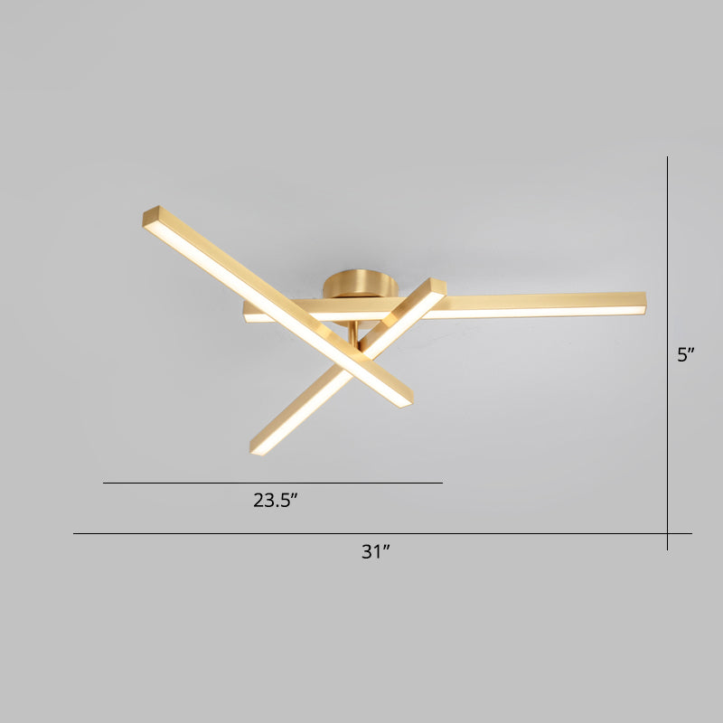 Aluminum Line Art Semi Mount Lighting Minimalist Metal LED Ceiling Flush Light for Bedroom