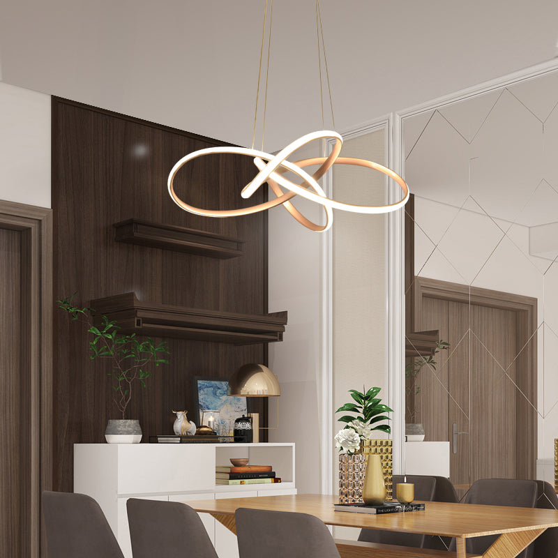 Gouden bloemen draai led kroonluchter kunst deco metaalhangend plafondlicht voor eetkamer