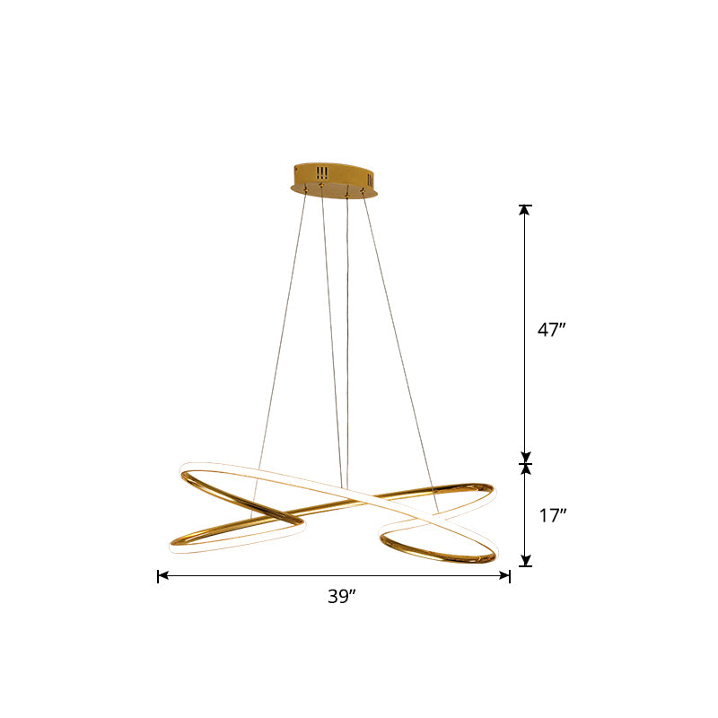 Aluminum Twist Hanging Lamp Artistic LED Chandelier Pendant  Light over Dining Table