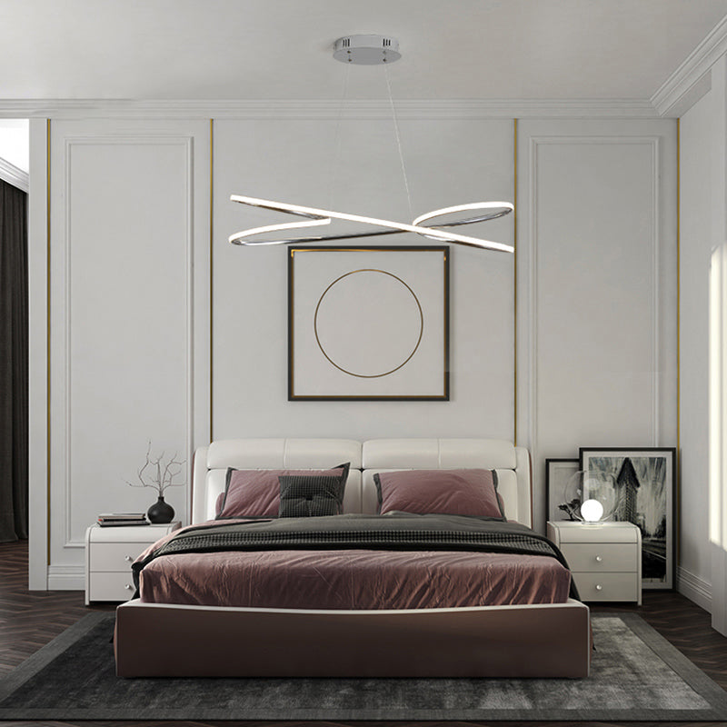 Aluminum Twist Hanging Lamp Artistic LED Chandelier Pendant  Light over Dining Table