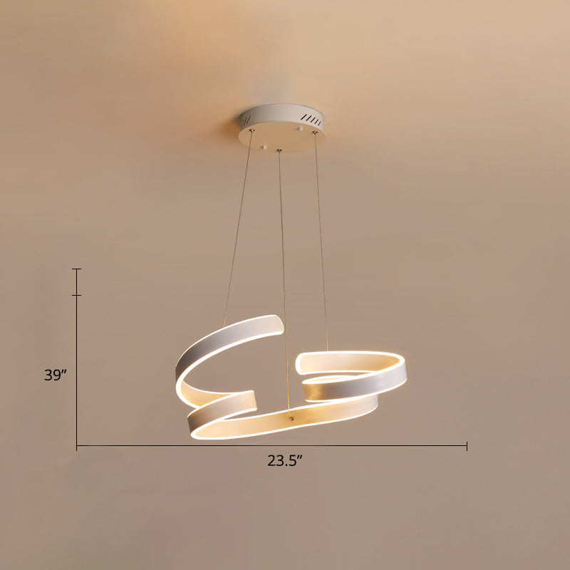Lámpara de techo de LED retorcido blanco de aluminio moderno lámpara colgante para restaurante para restaurante