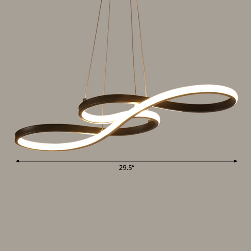 Musical Note Dining Room Chandelier Acrylic Art Deco LED Suspension Light in Black