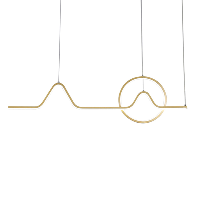 Artistic Sunrise Mountain Scenery Pendant Lighting Metal Dining Room LED Linear Island Light