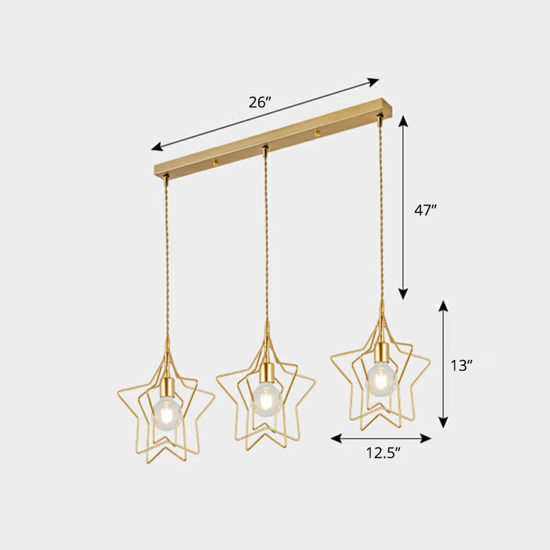 3 teste Filo Filo Cluster Luce a sospensione Nordic Metal Appedful Light per sala da pranzo
