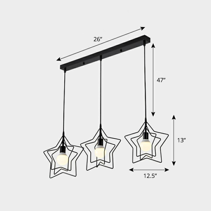 3 teste Filo Filo Cluster Luce a sospensione Nordic Metal Appedful Light per sala da pranzo