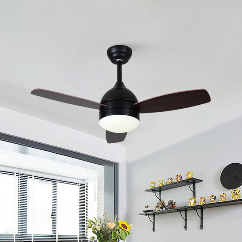 42.5" Wide Dome LED Pendant Fan Light Nordic Acrylic Bedroom Semi Mount Lighting, 3 Blades