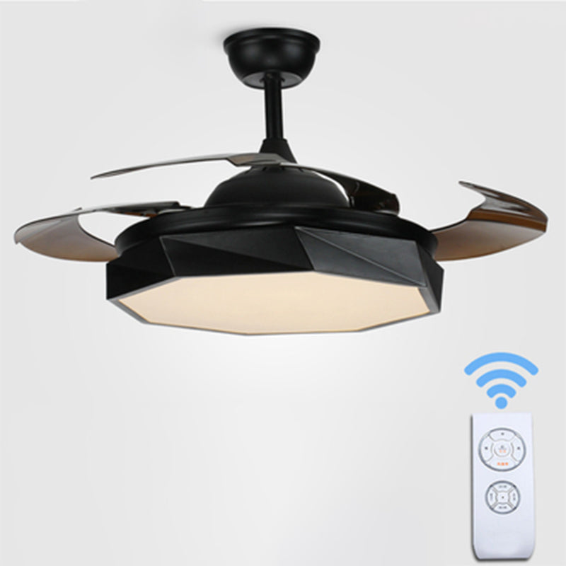 4-Blade Acrylic Octagon Hanging Fan Lamp Macaron 42" Wide LED Semi Flush Light with Remote