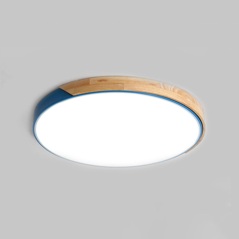 Empalme Círculo LED Iluminación empotrada Lámpara de techo de dormitorio de madera nórdica