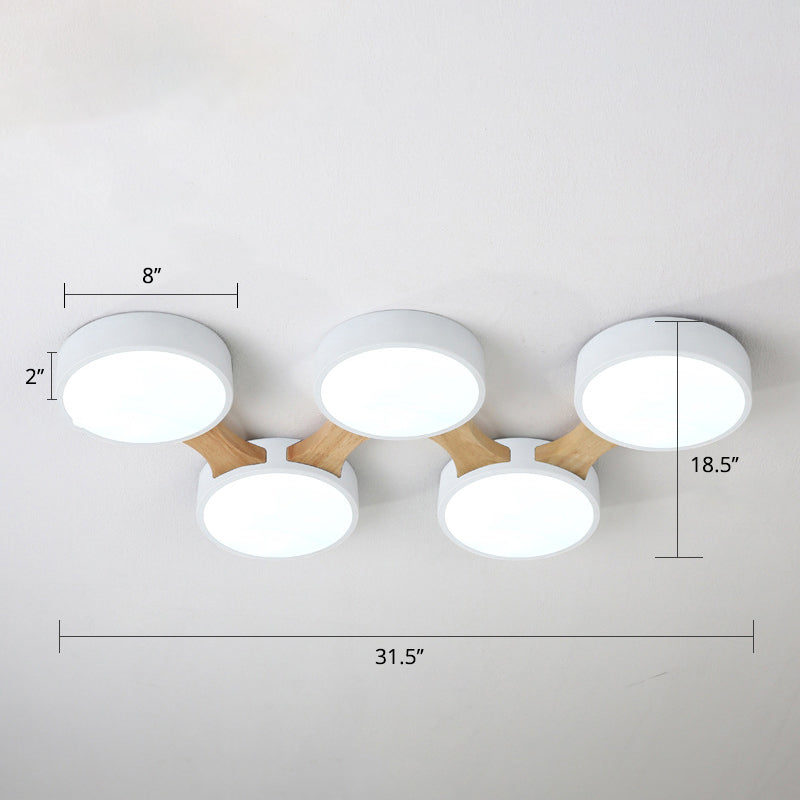 Macaron Creative Round Flush Lamp Acrylic Living Room LED Ceiling Mount Light Fixture