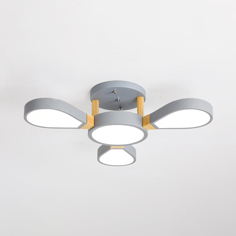 Living Room LED Ceiling Lamp Nordic Style Semi Flush Mount Light with Petal Acrylic Shade
