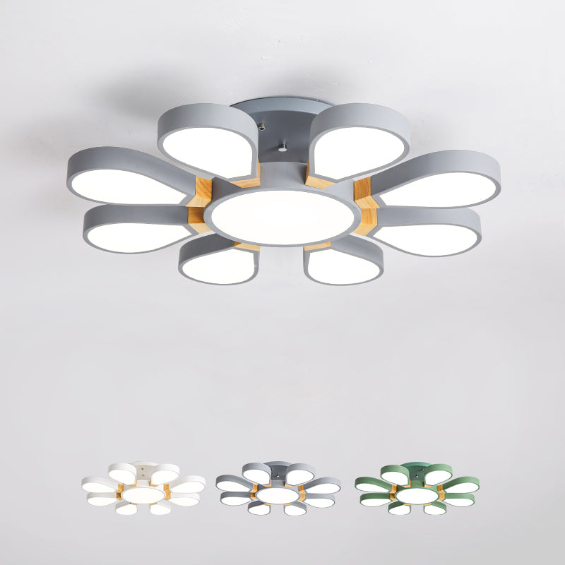 Living Room LED Ceiling Lamp Nordic Style Semi Flush Mount Light with Petal Acrylic Shade