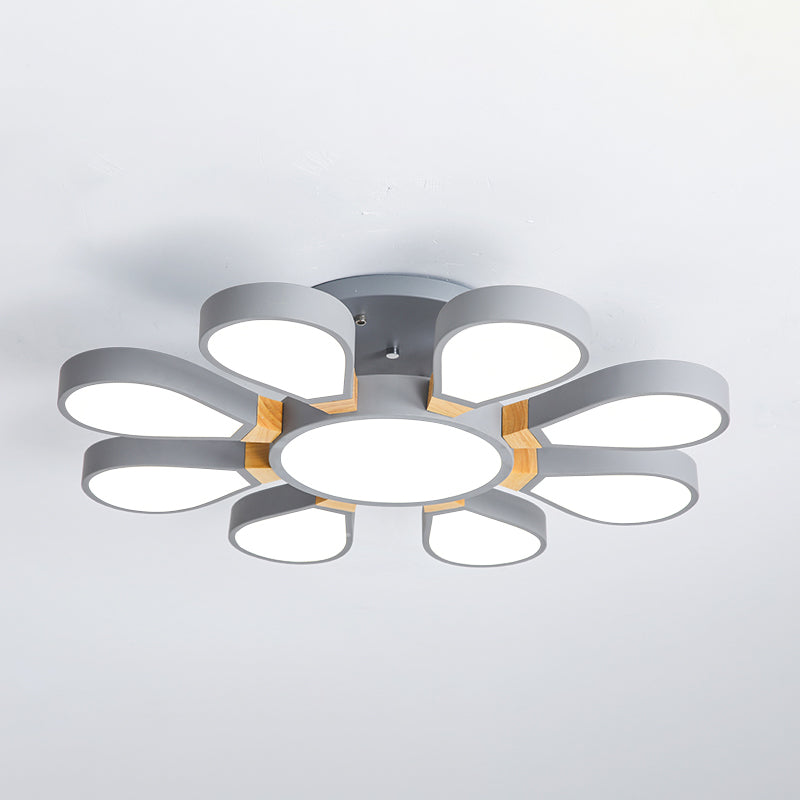 Living Room LED Ceiling Lamp Nordic Style Semi Flush Mount Light with Petal Acrylic Shade