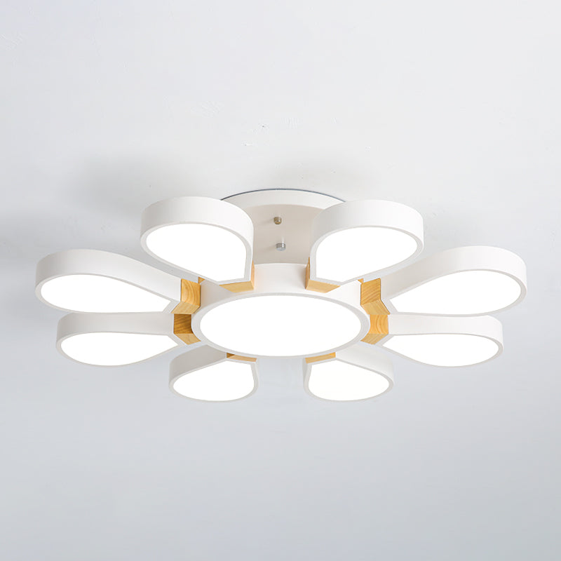 Living Room LED Ceiling Lamp Nordic Style Semi Flush Mount Light with Petal Acrylic Shade