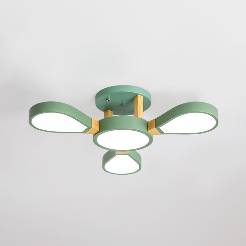 Living Room LED Ceiling Lamp Nordic Style Semi Flush Mount Light with Petal Acrylic Shade
