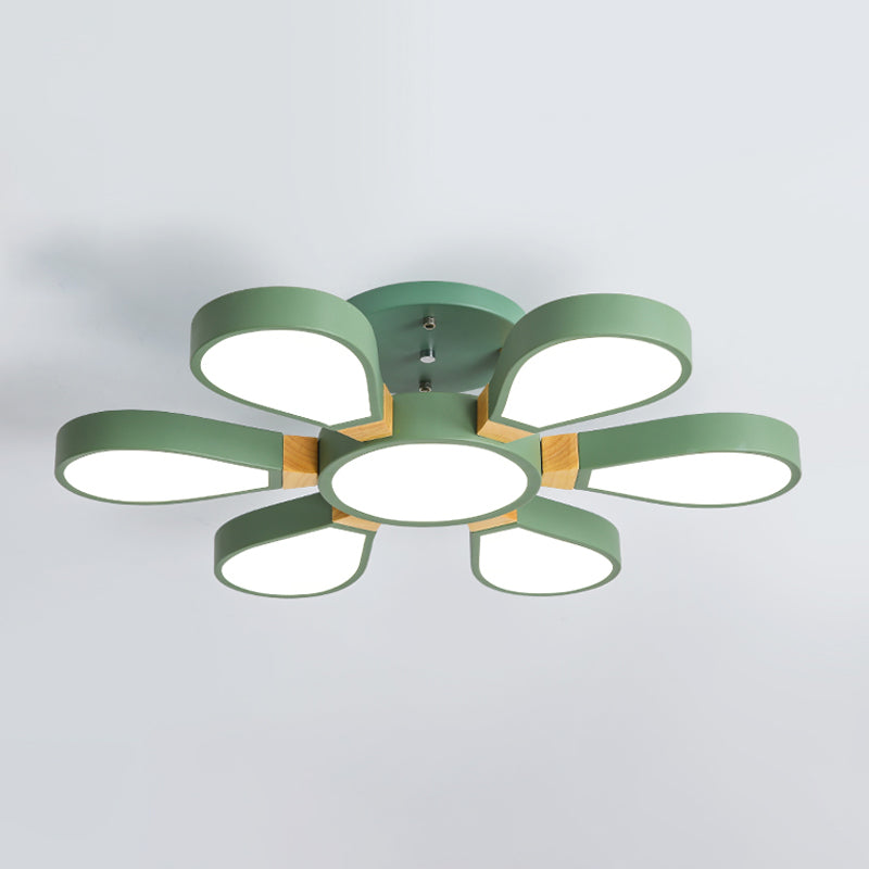 Living Room LED Ceiling Lamp Nordic Style Semi Flush Mount Light with Petal Acrylic Shade