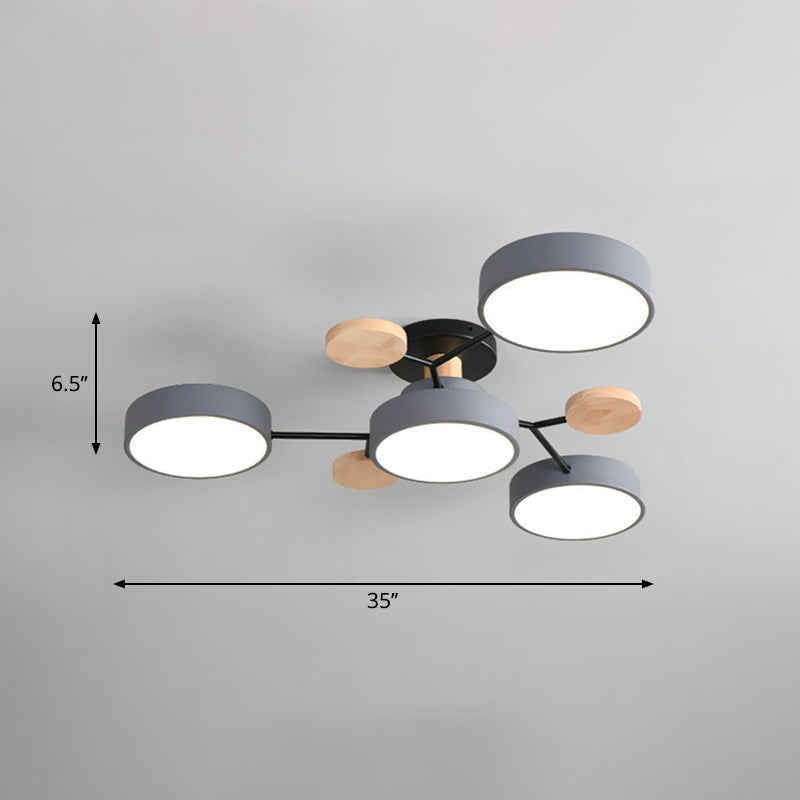 Tree Branch-Like Metal Flush Light Nordic LED Close to Ceiling Light for Bedroom
