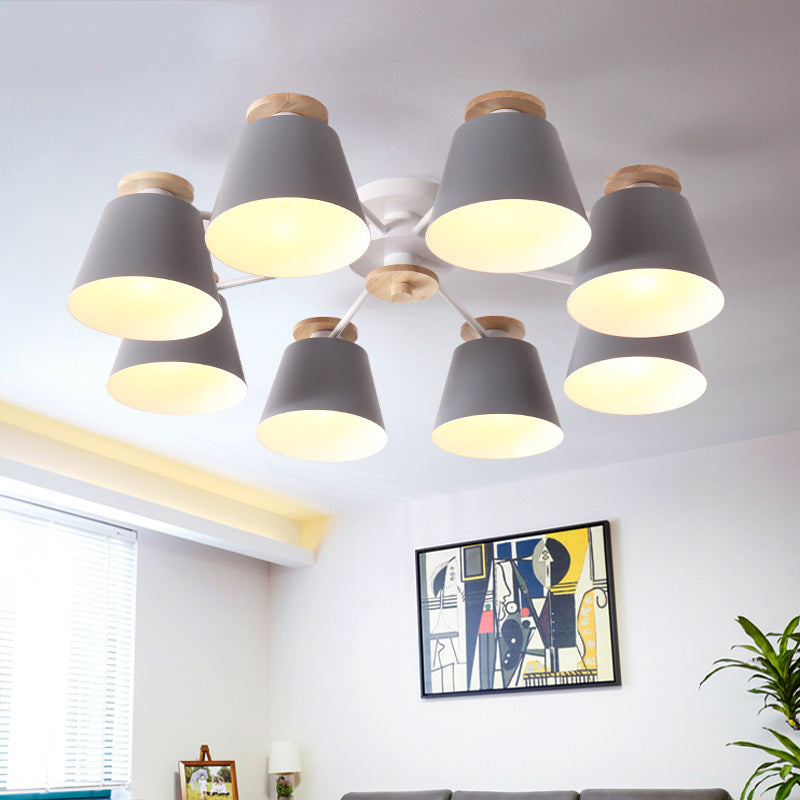 Tapered Flush Chandelier Lighting Macaron Metal Bedroom Semi Flush Light Fixture