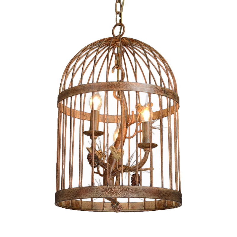 Cage d'oiseau suspendu marron métal