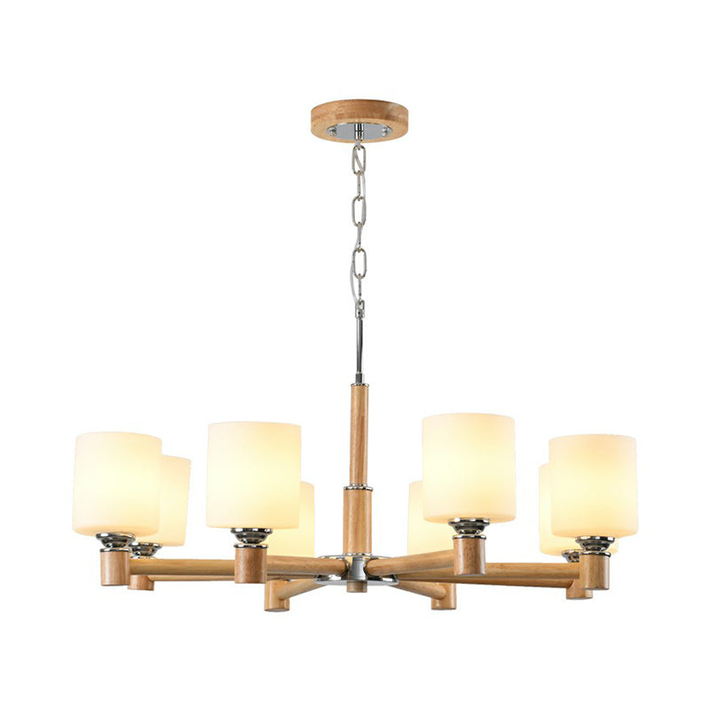 Lampadario a soffitto cilindri in legno vetro bianco minimalista lampada sospesa a sospensione per camera da letto