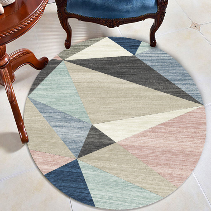 Comfort Bedroom Rug Multi Colored Geo Printed Indoor Rug Polyster Non-Slip Washable Area Carpet