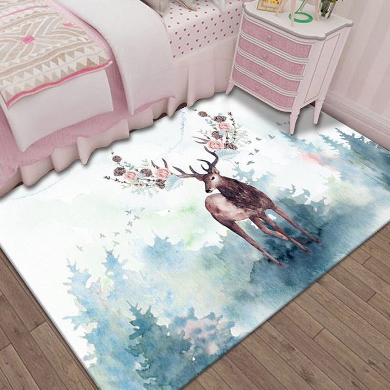 Nordic Bedroom Rug Multi Colored Animal Print Indoor Rug Polypropylene Non-Slip Pet Friendly Carpet
