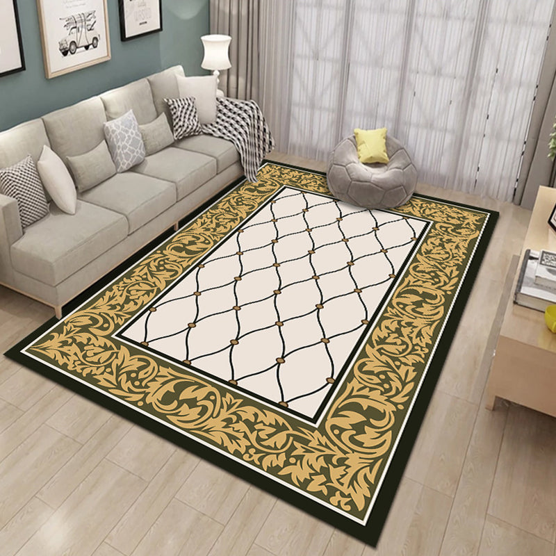 Formal Plant Printed Rug Multi Colored Polyster Indoor Rug Non-Slip Pet Friendly Washable Area Carpet for Parlor