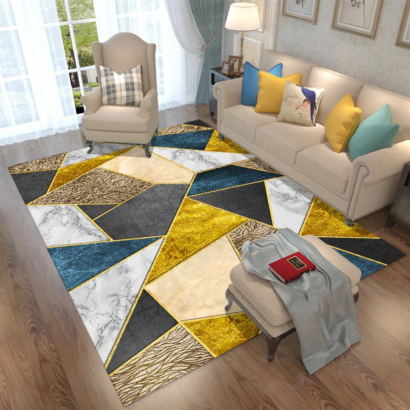 Fancy Geometric Rug Multicolored Polypropylene Area Rug Anti-Slip Backing Easy Care Indoor Rug for Room