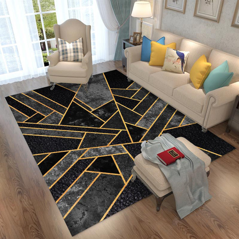 Fancy Geometric Rug Multicolored Polypropylene Area Rug Anti-Slip Backing Easy Care Indoor Rug for Room
