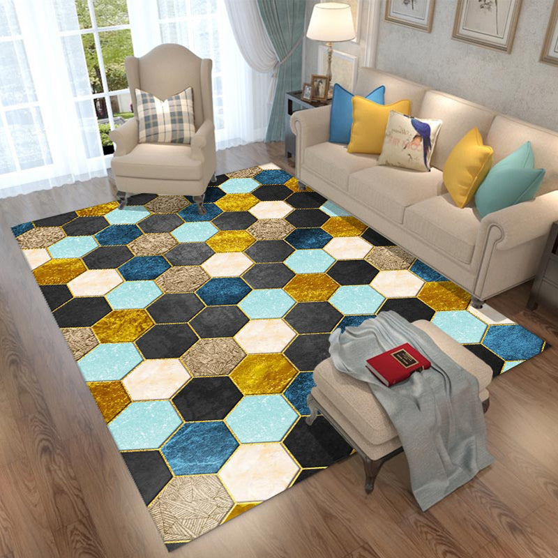 Fancy Geometric Rug Multicolored Polypropylene Area Rug Anti-Slip Backing Easy Care Indoor Rug for Room