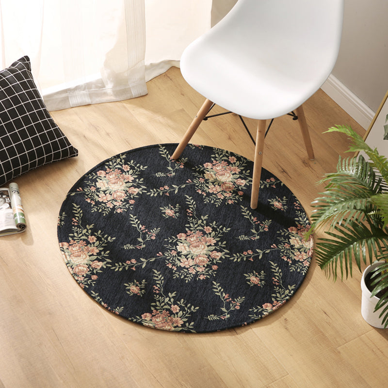 Multi-Colored Country Rug Polyster Plant Print Area Carpet Anti-Slip Backing Pet Friendly Indoor Rug for Bedroom