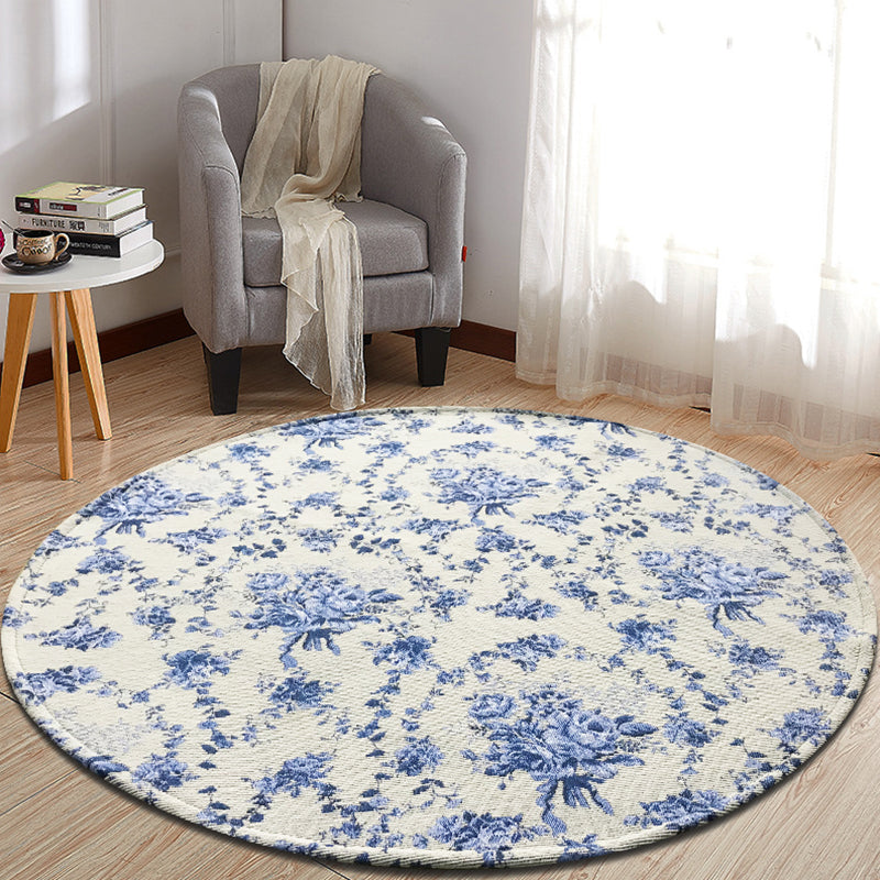 Multi-Colored Country Rug Polyster Plant Print Area Carpet Anti-Slip Backing Pet Friendly Indoor Rug for Bedroom