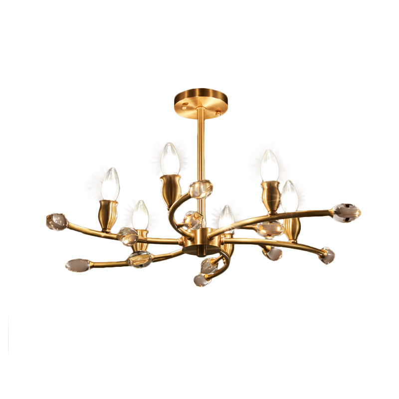 Gold Exposed Bulb Pendant Lighting Rustic Metal 6 Lights Bedroom Room Chandelier Hanging Light Fixture