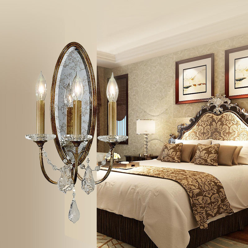 1 Light Open Bulb Wall Lamp Country Antique Brass Metal Sconce Light Fixture for Bedroom