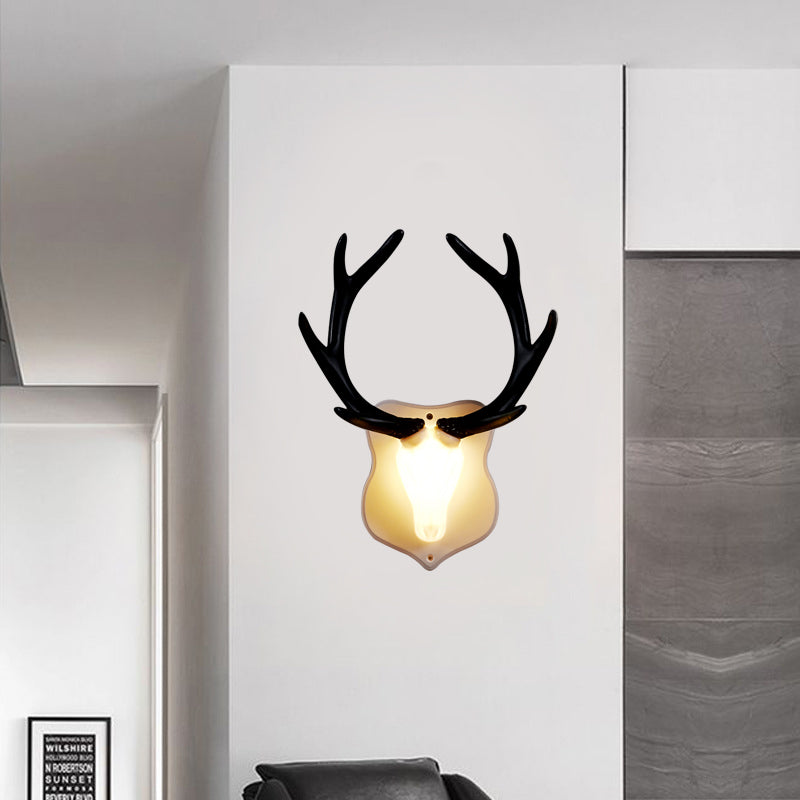 Résine White / Blue Approche luminaire de cerf LED Éclairage mural rustique en noir / blanc pour le salon