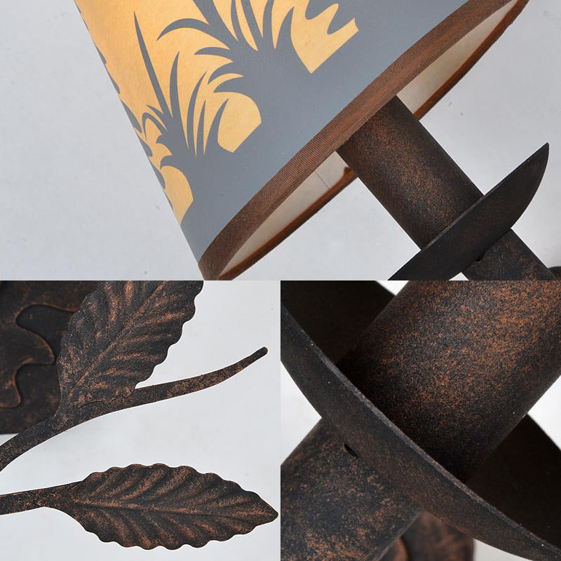 Éclairage mural country mural country à la lampe à 1 lumière avec une teinte en tissu jaune