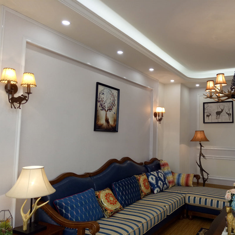 Country d'éclairage en métal effilé Country 2-Light Light Room Wall Murd Murd in Rust with Deer